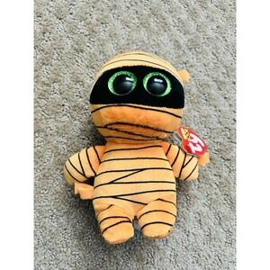 TY Beanie Boo MASK The Orange Mummy Halloween Plush 6"‎ With Glitter Eyes